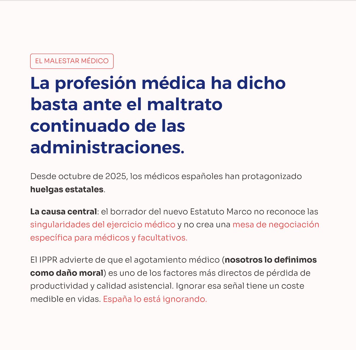 Sanidadtodoa100's tweet image. Llevamos desde oct/2025 en huelga...6 meses. Su respuesta ante el conflicto ha sido ignorar la interlocución con los médicos, apelar a la mentira, al desprestigio y proponer el traspaso de competencias médicas a otros perfiles para seguir parcheando el SNS. En España no faltan