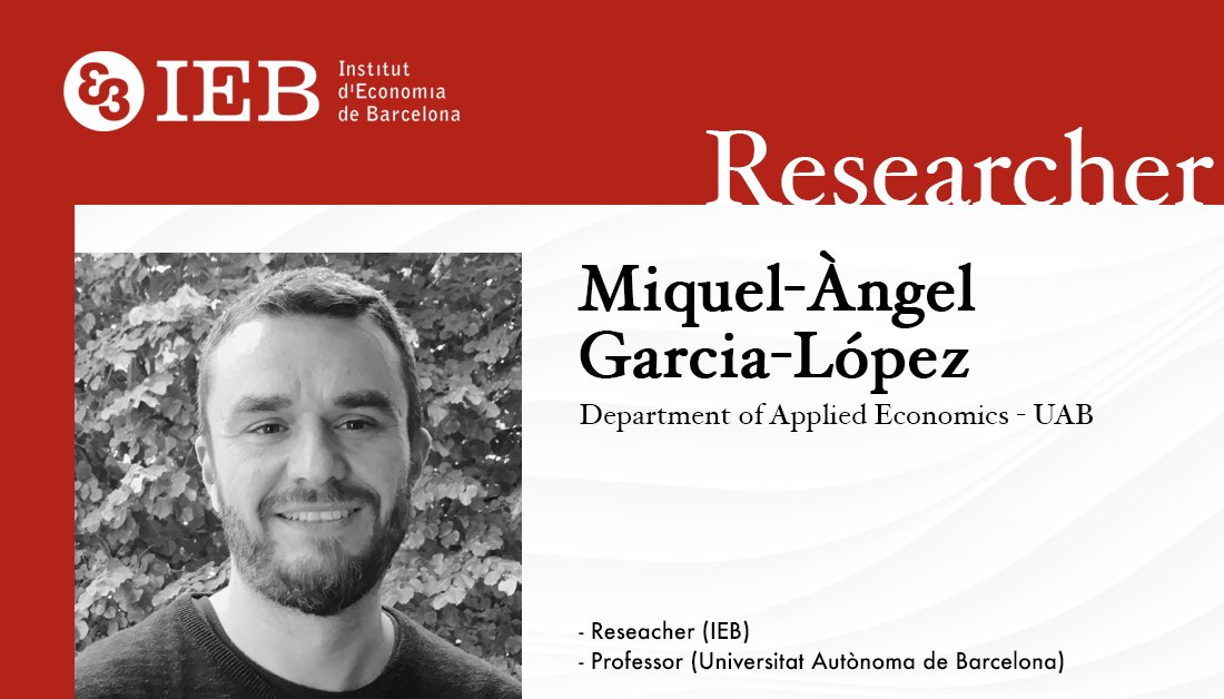 FundacioIEB's tweet image. 👥 Meet the IEB Researchers!

@MiquelAngelGL is a full Professor of #Economics at the  @UABBarcelona and his main topics of interest are:
⭕ #UrbanEconomics
⭕ #Pollution 
⭕ #Housing

Further info about Miquel-Àngel ⬇️
f.mtr.cool/jibsxpgxtb