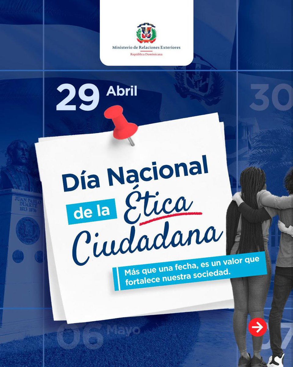 rdensevilla's tweet photo. Más que una fecha en el calendario, la ética es el motor que impulsa cada una de nuestras acciones. 🇩🇴🤝

Desde República Dominicana, hoy se conmemora el Día Nacional de la Ética Ciudadana, en honor al legado de honestidad, civismo e integridad de Ulises Francisco Espaillat. https://t.co/nbPBMau4B1