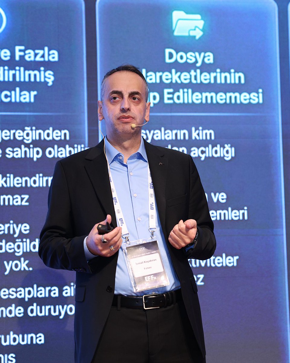EffOrganization's tweet photo. FolSec Founder İsmail Kayakıran “Tüm yatırımlarınızı dış tehditler için yaptınız… Peki içeride olanları kim kontrol ediyor?” konulu sunumunu gerçekleştirdi.

https://t.co/KKaovMaf4X

#ITForumCxO2026 #TeknolojiZirvesi #CxO #DijitalDönüşüm #BilişimVadisi https://t.co/WUVb7FUPfP