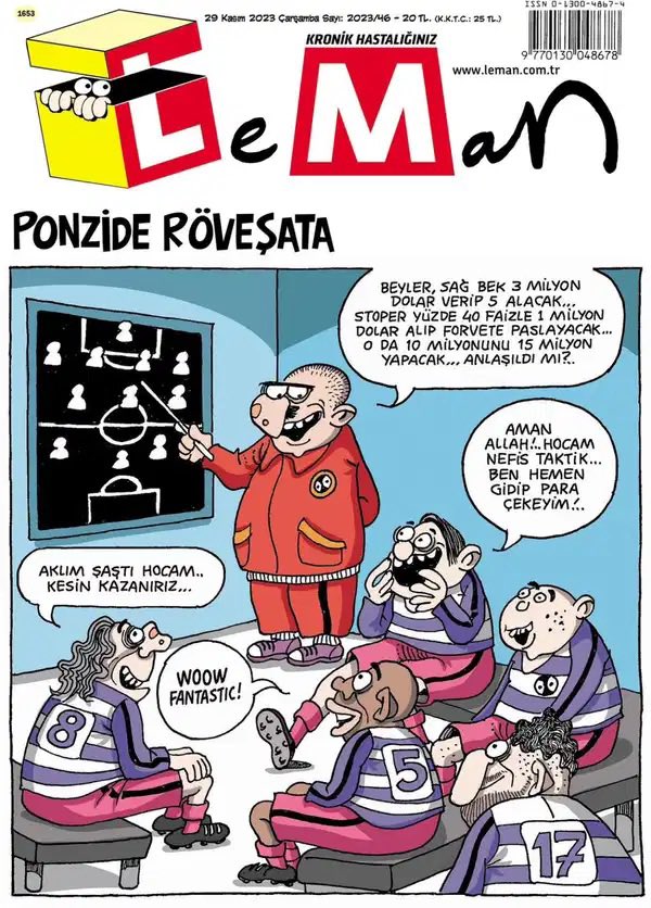 80 milyon dolarlık vurgun ama sadece Seçil Erzan suçlu 

Ponzinin kalecisi, sağ beki, stoperleri, sol beki, orta sahaları, sağ kanatı, sol kanatı, santraforu özellikle teknik direktörü serbest ama Seçil  Erzan tutuklu

Taktik matik yok Bam Bam
Adalet madalet yok Bam Bam