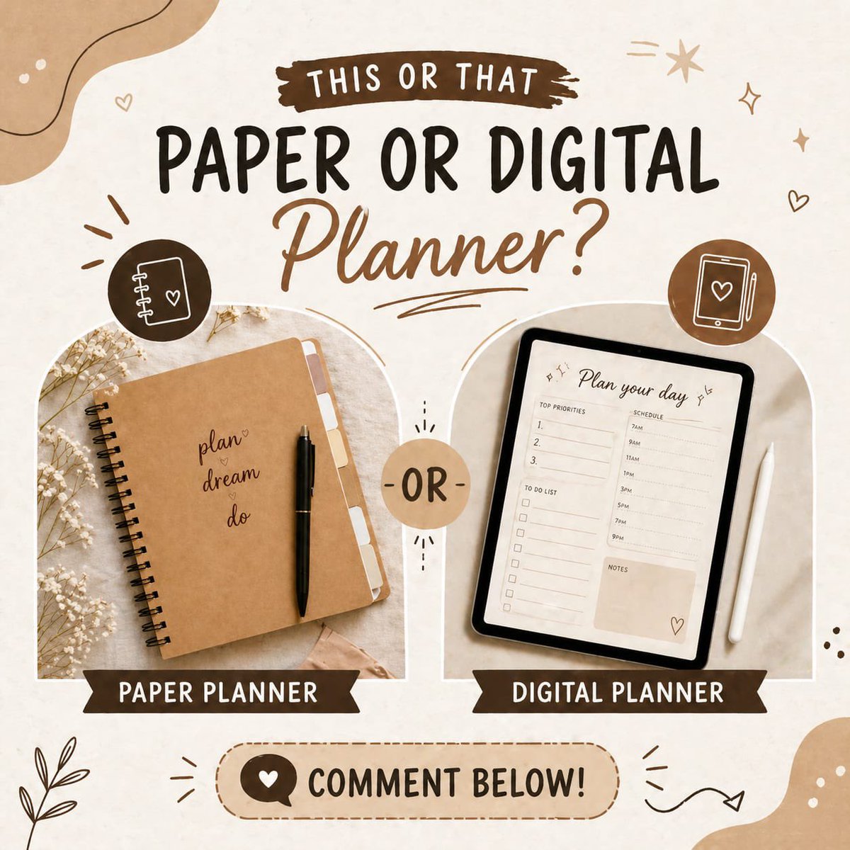 Drkasenene45172's tweet photo. Paper or digital plannerโwhat team are you?๐๐ฑ
Do you love the feel of pen on paper, or the convenience of planning on the go? Tell us your favorite in the comments!
#PlannerCommunity #PaperPlanner #DigitalPlanner #ProductivityTips #PlanWithMe #Organization https://t.co/BcTi0se91w