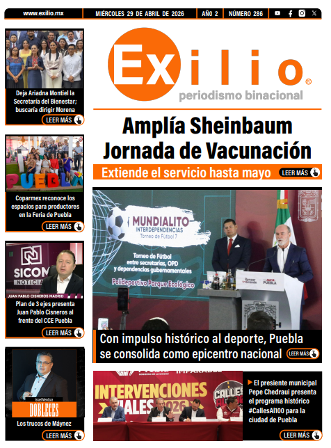 MxExilio's tweet image. ¡Buenos días!  Te invitamos a leer,  nuestra #Portada interactiva del #Miércoles 29 de abril.

💉Amplía @Claudiashein  Jornada de Vacunación 
🫶Con impulso histórico al deporte, Puebla se consolida como epicentro nacional(@Gob_Puebla)
👏El presidente municipal  @pepechedrauimx