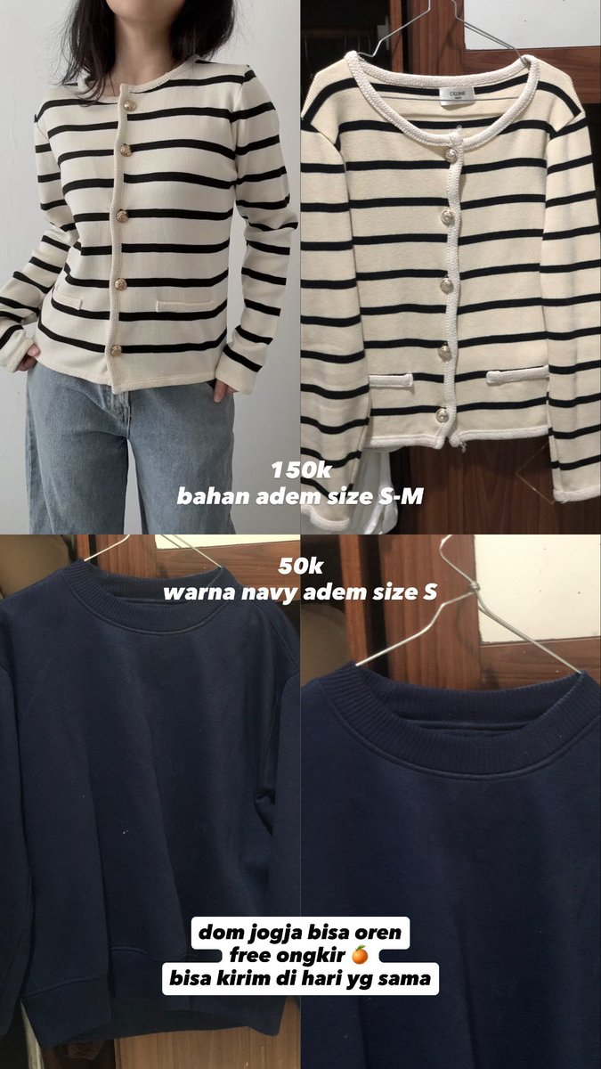 peachygummyum's tweet photo. key: kemeja, stripe, knit, sweater bershka sweater navy, kemeja hitam kemeja biru
size: semua size S kecuali sweater bershka
dom jogja free ongkir oren bisa kirim same day🍊 https://t.co/4ecomFX0dK
