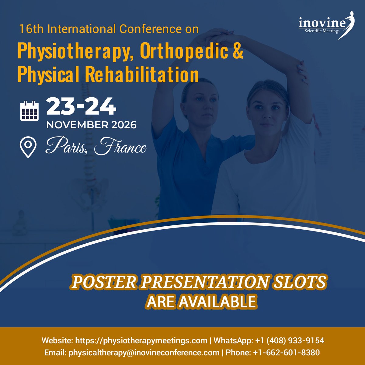 InovineMeetings's tweet image. 📌 Showcase Your Research at ICPOPR 2026
Poster Presentation Slots are Now Open
16th International Conference on Physiotherapy, Orthopedic &amp;amp; Physical Rehabilitation
🗓️ November 23–24, 2026
📍 Paris, France
👉physiotherapymeetings.com

#Physiotherapy #Orthopedics #inovineconferences