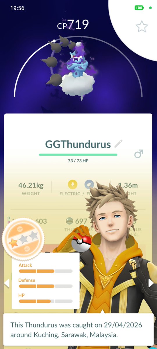 leecheeyung's tweet image. Got it — 1st Shadow Thundurus (Incarnate Forme)! 
From Giovanni

#PokemonGO 
#ShadowThundurus
#Giovanni