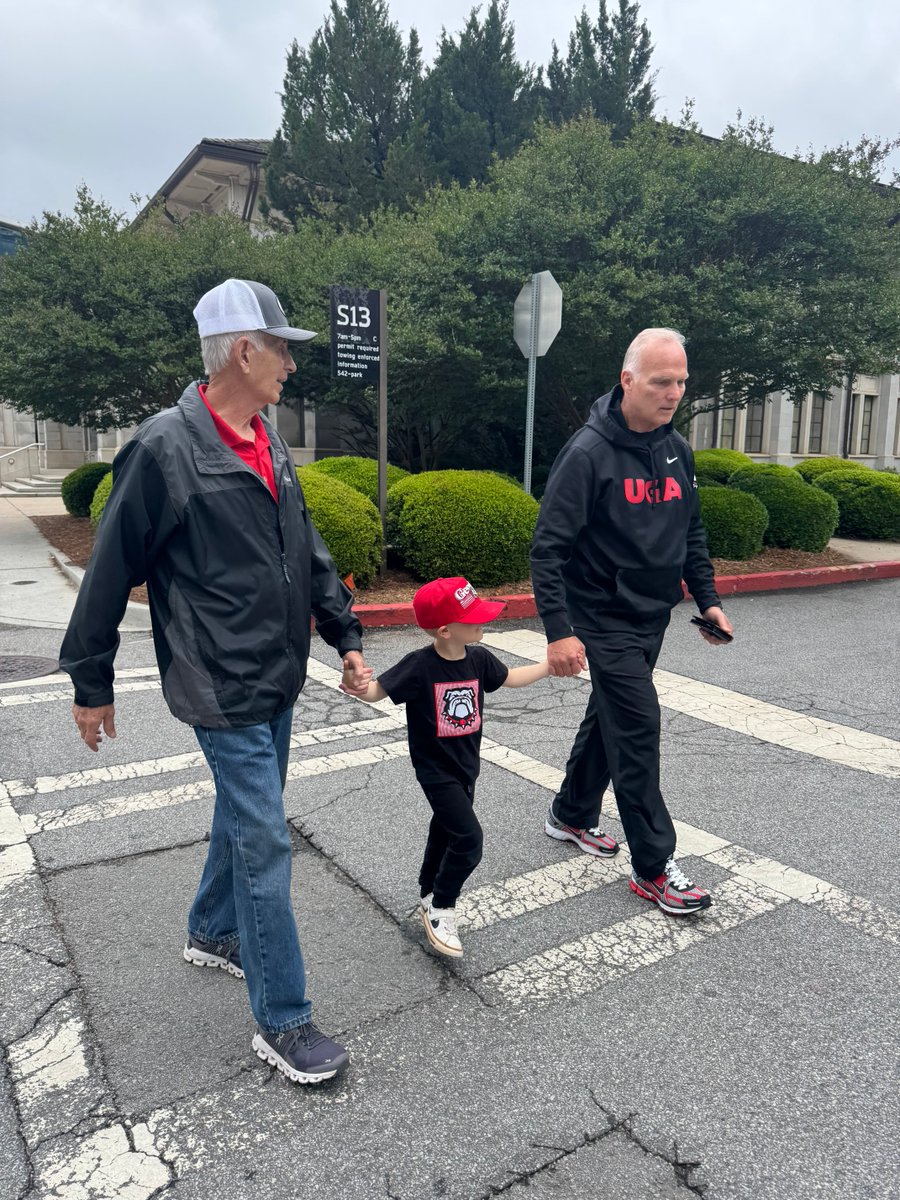 MarkRicht's tweet photo. Champ with his two grandfathers on the way to the Georgia baseball game yesterday. I don’t know who had more fun, Champ or me and Ray Cearley his other grandfather! https://t.co/fAlACj2sDV