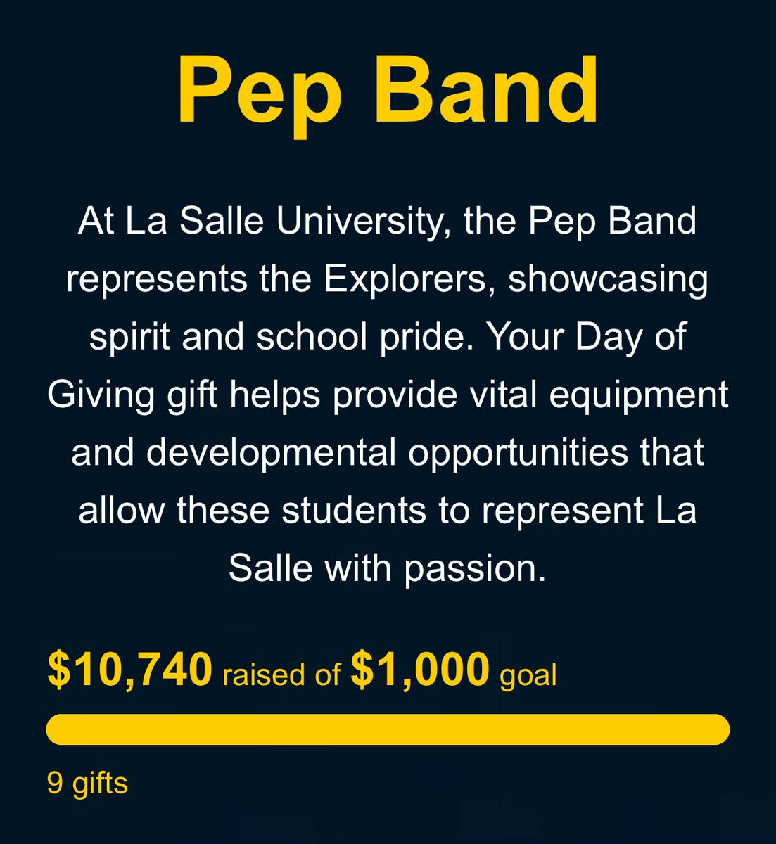 TurnerG23's tweet photo. So incredibly grateful for the outpouring of support that the band received this year on Day of Giving! HUGE Thank You to the anonymous donor who gave $10,000!! We cannot thank you enough, and can’t wait to show everyone what we have in store for next year! #GoExplorers https://t.co/SAQviD1fR2