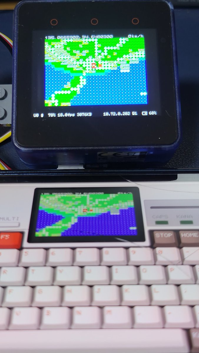 ikaten_retro's tweet image. 今日の #MSX 地図プログラム。
最終機能追加。目標座標を入力できるように。
これで複数の目標にも対応…てか緯度経度なんてGoogleマップとか見んとわからんけどね🤣
動画では大阪城を設定。
MSX0版にも。
テザリング使えばリモコンで入力できるので大丈夫(?)
リストで選ぶんもええんやけどね。