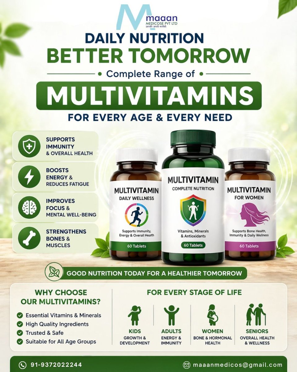 MaaanMedicos's tweet image. Stronger body starts with the right nutrition 💪
Get your daily multivitamins at Maaan Medicose.

.

.

.

.

.

.

#MaaanMedicose #FitnessFuel #GymLife #StrongBody #DailySupplements #FitIndia #HealthBoost