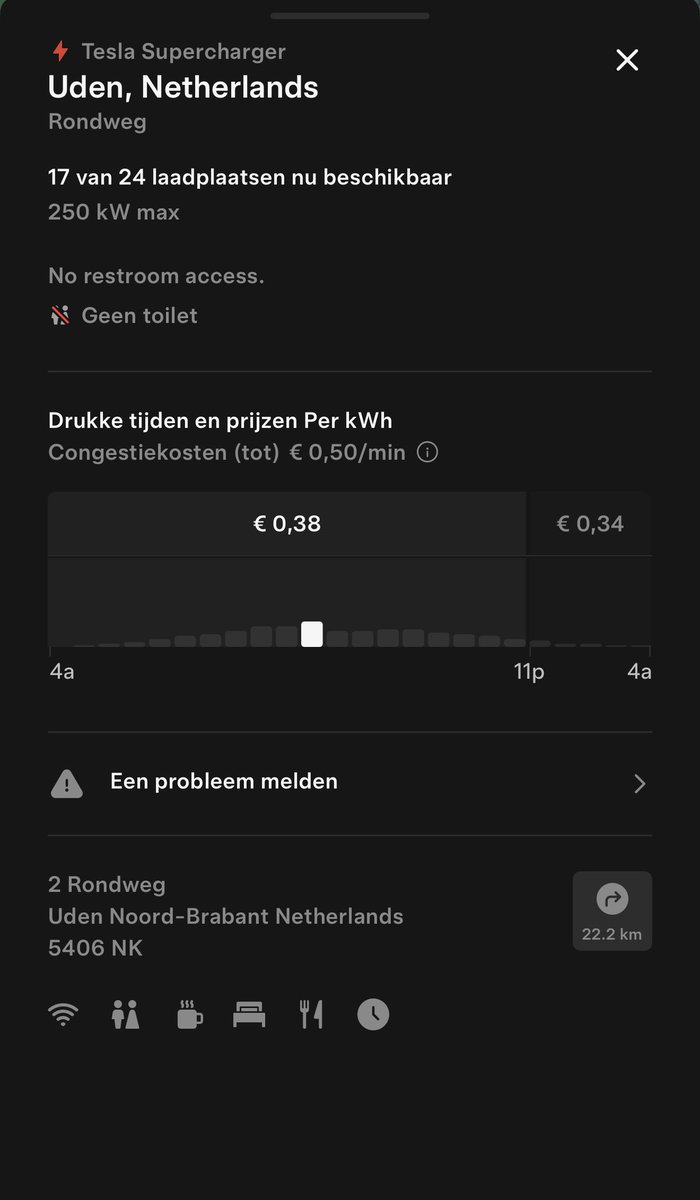 TSLA_inside_'s tweet image. Supercharger Price Update: Uden, NL 🇳🇱

Rates are actually cooling down! Compared to 2 weeks ago, we're seeing a nice drop:

📉 Off-peak: €0.34 (was ~€0.36)
📉 Peak: €0.38 (was ~€0.41)

Energy prices stabilizing? ⚡️👀 @TeslaCharging @Tesla #Tesla #Supercharger #EV #Uden
