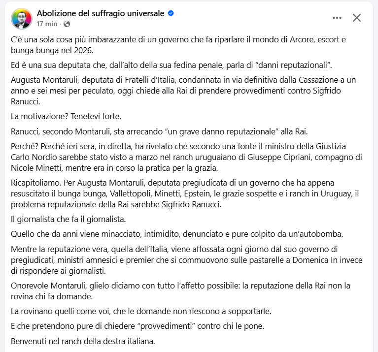 Moonlightshad1's tweet image. La reputazione della Rai è già abbastanza rovinata dalla presenza in commissione di vigilanza di una condannata in via definitiva per furto di denaro pubblico.
La Montaruli si occupi della sua reputazione e lasci stare quelle degli altri.
#SigfridoRanucci 
#Ranucci 
#Report