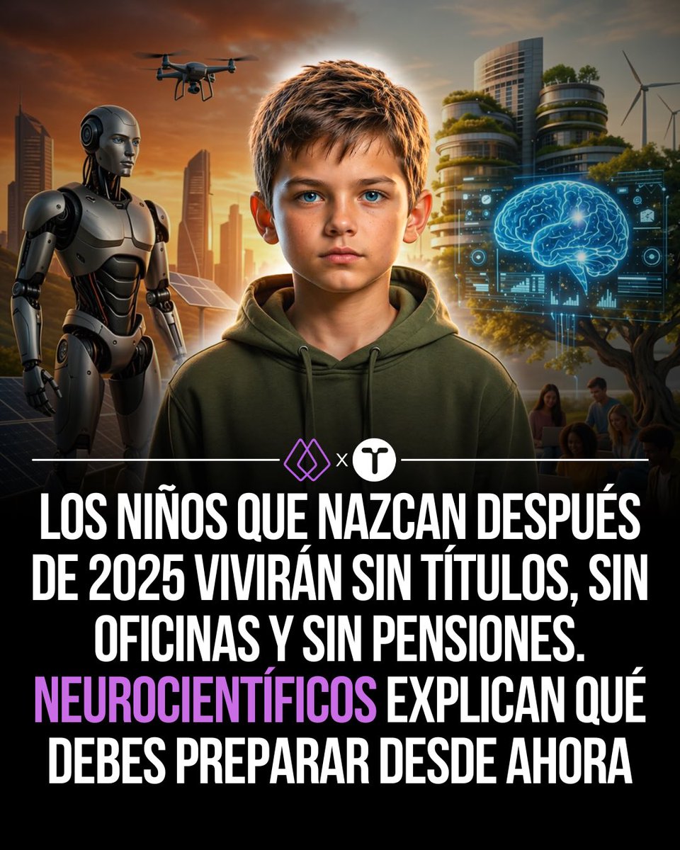 davidasesorbm's tweet photo. Los niños que nazcan después de 2025 vivirán sin títulos sin oficinas y sin pensiones. 
Neurocientíficos explican que debes preparar desde ahora.

//HILO// https://t.co/cBf7cMoTds