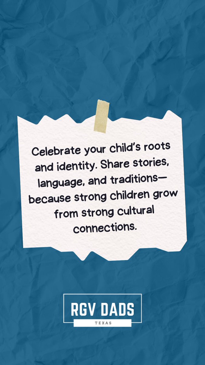 rgvdads's tweet image. Wednesday – Honor Their Culture

Celebrate your child’s roots and identity. Share stories, language, and traditions—because strong children grow from strong cultural connections.

#celebrate #culture #family #fyp #rgvdads