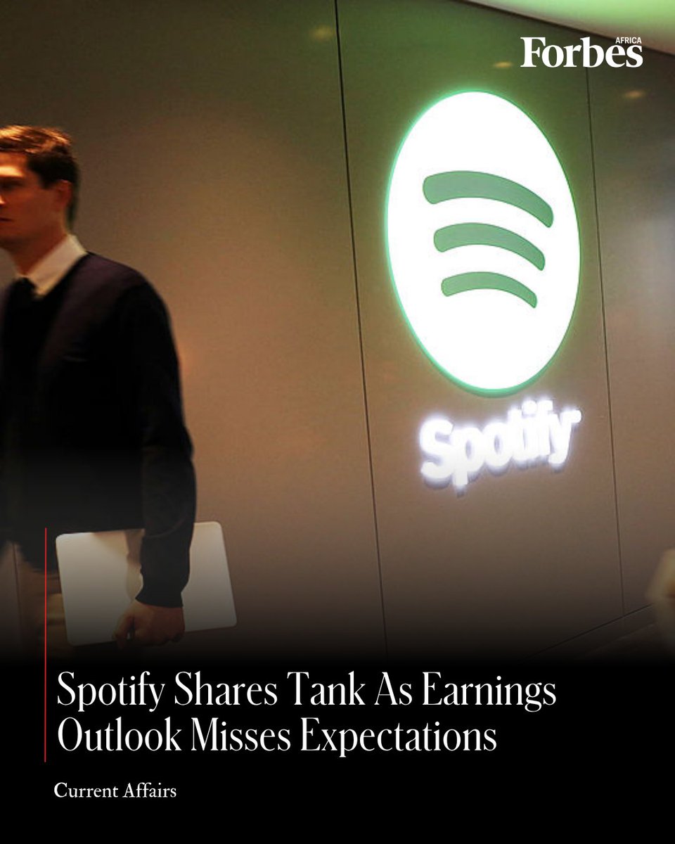 forbesafrica's tweet image. #CurrentAffairs
Spotify shares dropped as much as 12% early Tuesday after the leading streaming service reported its first quarter earnings, which included a forecast for Q2 that is below analysts’ expectations despite the platform adding subscribers and boosting revenue in the