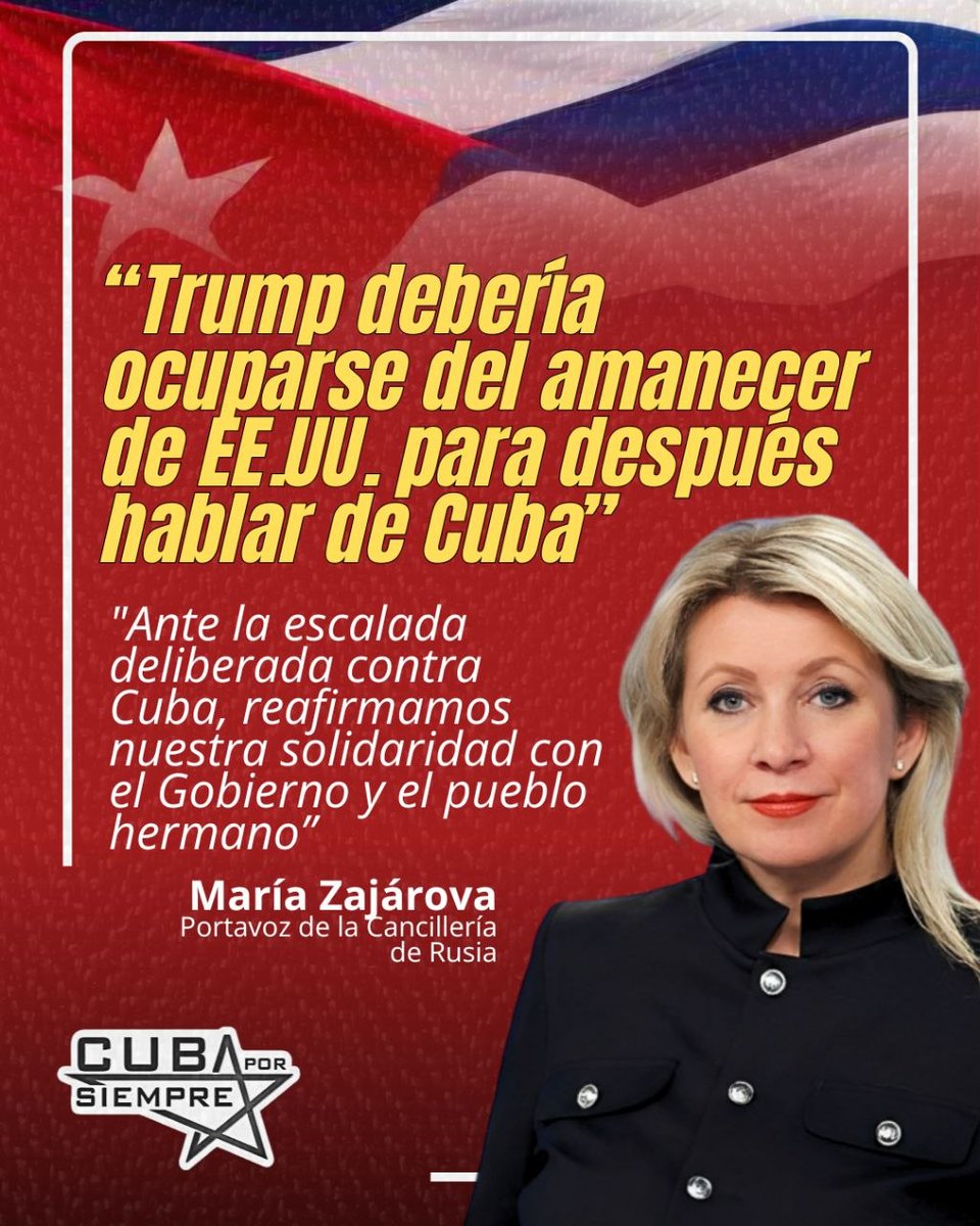 #Rusia "Rechazamos ... el chantaje y las amenazas como métodos de política exterior. Esto se aplica plenamente a la actual presión agresiva que ejerce Washington sobre La Habana... con el  ...objetivo de interferir .... en los asuntos internos de #Cuba y quebrar su estatalidad".