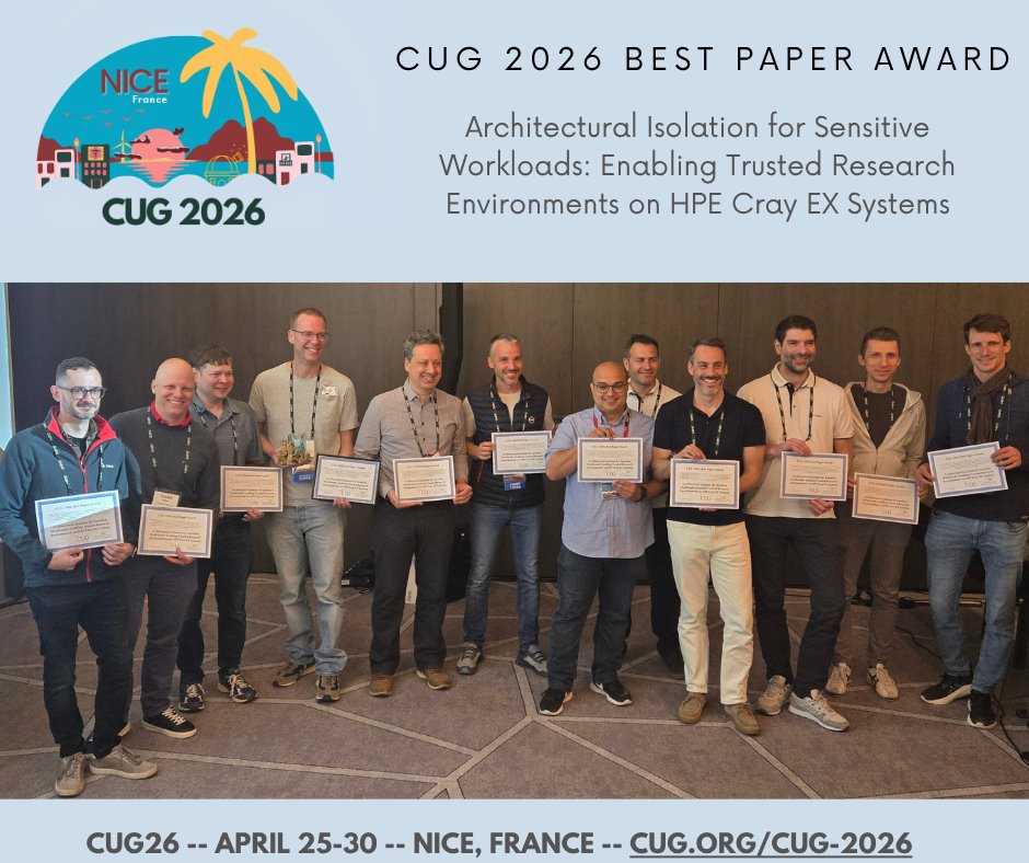 CrayUserGroup's tweet photo. Congratulations to the CUG 2026 Best Paper! https://t.co/raPNiDhfiQ