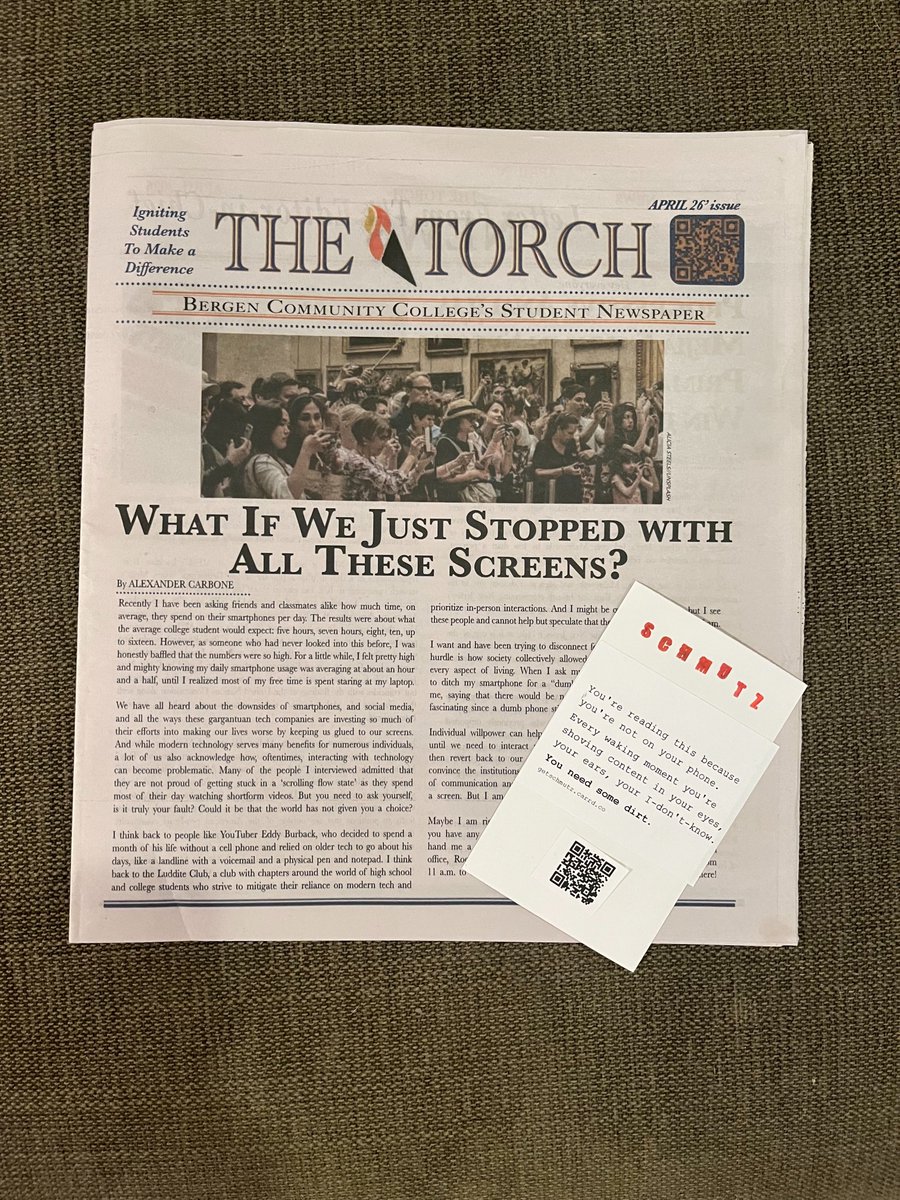 bramspiero's tweet photo. I had reached out to my English Lit prof about Schmutz.

Can't wait for him to see what my most significant creative project since I was in his class looks like.

He'd told me about a student journalist writing in the school paper on the same subject.

Launch is Friday. https://t.co/4dvgGD1wOd