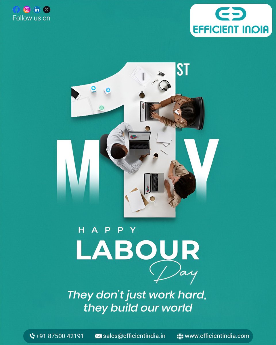 efficientindia's tweet photo. Honoring the workforce that powers progress.
Happy Labour Day! 💼

#LabourDay #WorkersDay #Respect #Teamwork #Growth #EfficientIndia https://t.co/GFGytXgUxd