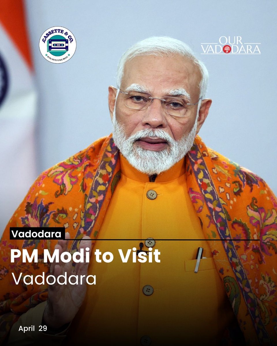 ourvadodara's tweet photo. PM Modi to Visit Vadodara

Prime Minister Narendra Modi will visit Vadodara on May 11, marking his first trip after the civic elections.Excitement is building across the city, with grand welcome preparations underway and large public participation expected at the event.

વડોદરા આવશે પ્રધાનમંત્રી મોદી!

વડાપ્રધાન નરેન્દ્રભાઈ મોદી 11 મેના રોજ વડોદરાની ધરતી પર આવી રહ્યા છે.પાલિકાની ચૂંટણી બાદ તેમની આ પ્રથમ મુલાકાતને લઈને શહેરમાં ખાસ ઉત્સાહનો માહોલ જોવા મળી રહ્યો છે. મધ્ય ગુજરાતના ‘સંસ્કારધામ’માં PMના આગમનને લઈને લોકોમાં આતુરતા વધતી જાય છે.પ્રધાનમંત્રીના  ભવ્ય સ્વાગતની તૈયારીઓ ચાલી રહી છે જ્યાં વિવિધ સમાજના લોકો મોટી સંખ્યામાં ઉપસ્થિત રહી અભિવાદન કરશે.ખાસ કરીને પટેલ સમાજની હાજરી આ કાર્યક્રમને વધુ વિશેષ બનાવશે.
