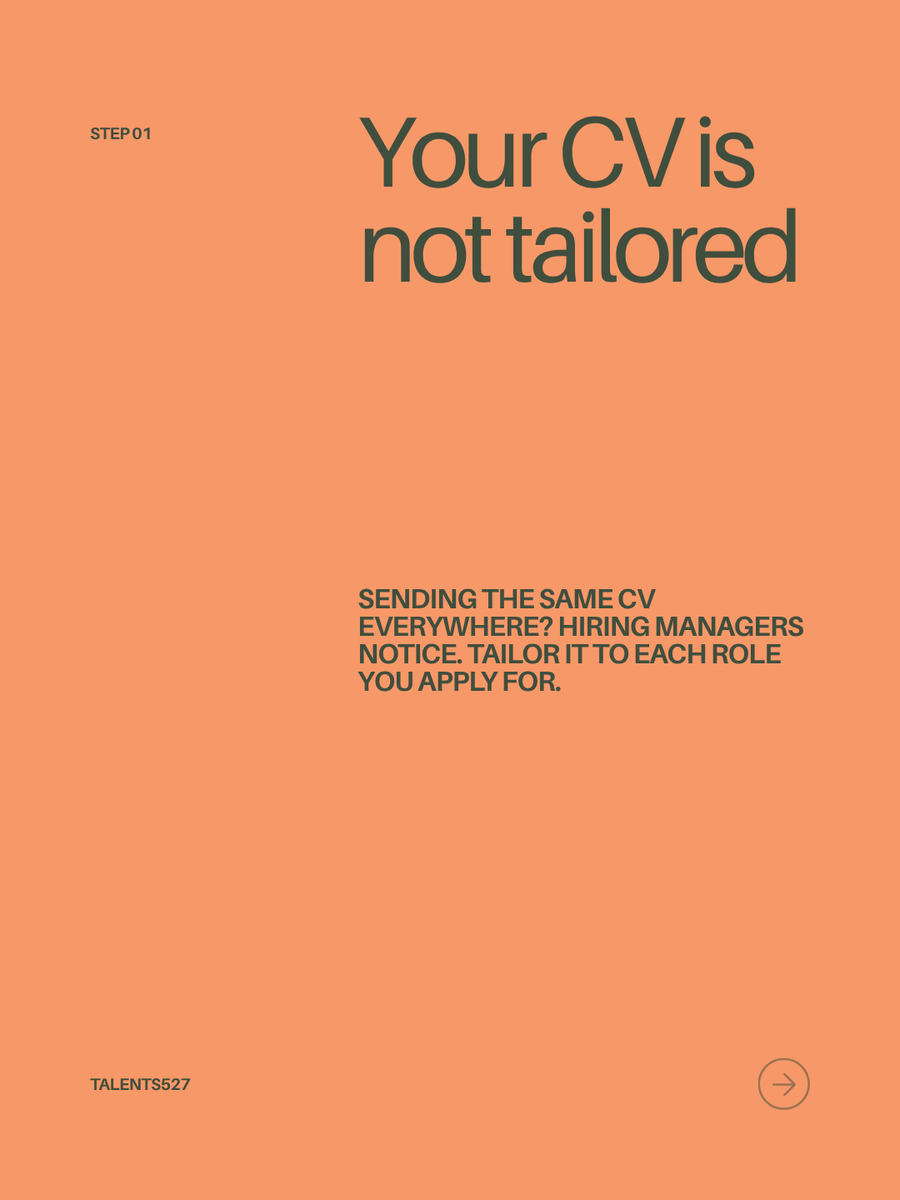 Talents527's tweet image. Nobody tells you this…
A generic bio.
Sending the same CV to 50+ jobs.
No profile photo. 
The candidates landing jobs right now aren't working harder; they're working smarter.
Build a profile that speaks before you do.
 #JobTips #GetHired #CareerCoach #NewJob #HireMe #Talents