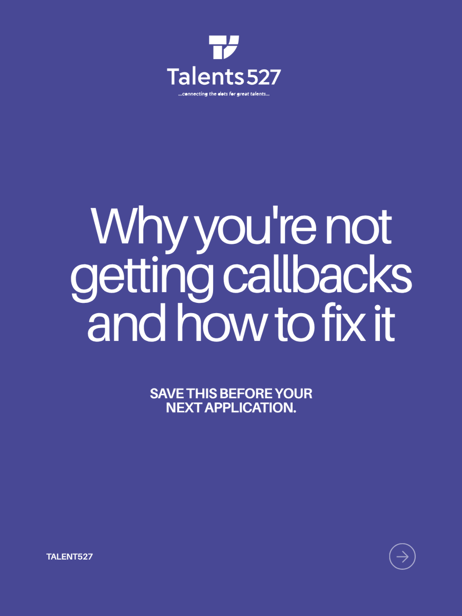 Talents527's tweet image. Nobody tells you this…
A generic bio.
Sending the same CV to 50+ jobs.
No profile photo. 
The candidates landing jobs right now aren't working harder; they're working smarter.
Build a profile that speaks before you do.
 #JobTips #GetHired #CareerCoach #NewJob #HireMe #Talents