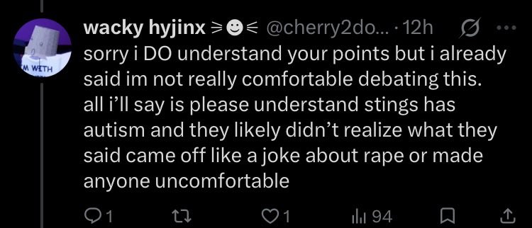 Nintenn_Draw's tweet photo. THIS MF USING AUTISM AS AN EXCUSE FOR SOMEONE SHARING A RAPE FIC WITH MINIRS LMAOOO YOU CANT MAKE THIS SHIT UP https://t.co/OrC3zP3gWB