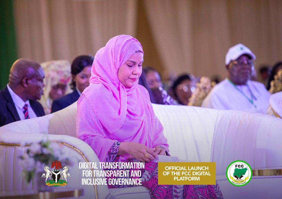 fccnigeria's tweet photo. Representing the First Lady Senator Oluremi Tinubu at the FCC website launch, Hajiya Laila Barau Jibril highlighted the transformative power of the FCC Digital platform.

This digital transformation strengthens trust and ensures all Nigerians access opportunities without barriers https://t.co/K6Nm8NQe7R