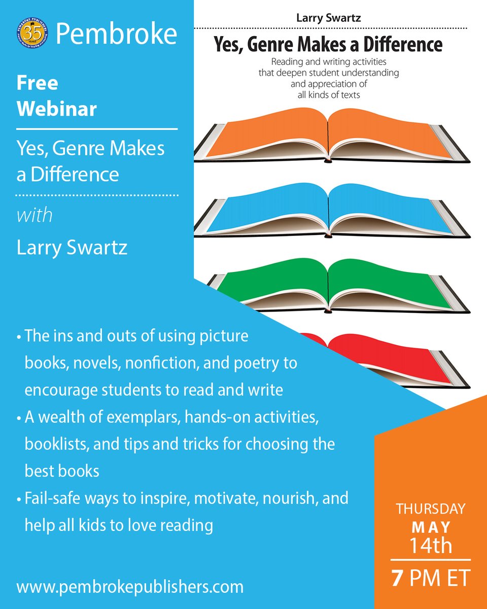 PembrokePublish's tweet image. Don't miss our next FREE #webinar, coming your way May 14. Join Larry Swartz as he explores picture books, novels, nonfiction &amp;amp; poetry — get all the details &amp;amp; register: bit.ly/4sRrJDx

#profdev #onlinelearning #literacy #teaching #learning #education #edutwitter