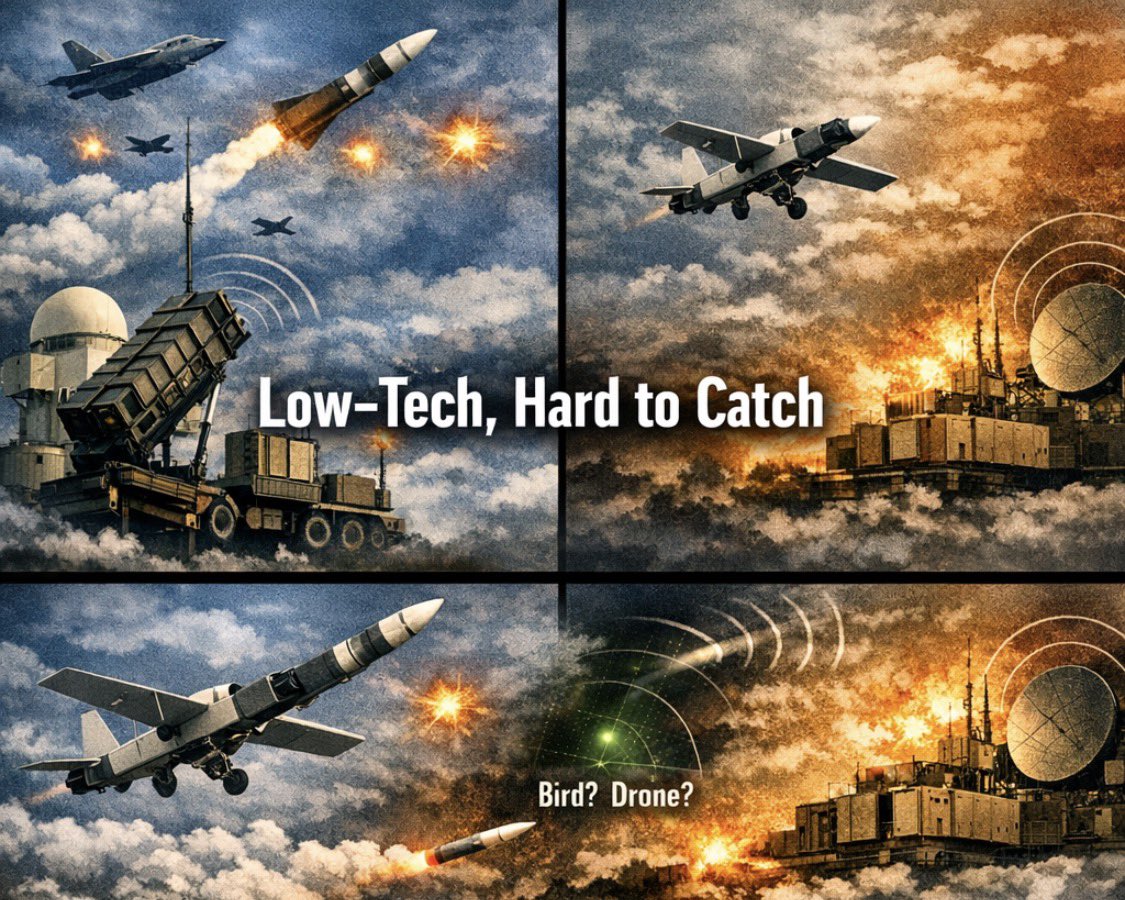 m_alyoum's tweet image. الاشباح الطائرة القاتلة 🔥
كلما كانت المسيّرة أبسط تقنياً… كانت أصعب في الاصطياد...❗️
لا إشارات، لا GPS، لا موجات، لا بث… مجرد “شبح طائر” منخفض البصمة، يمرّ من بين الرادارات كأنه لا شيء.
هذه هي احد معادلة الحرب الحديثة: الرخيص يهزم المعقّد.
#Drones #AirDefense #LowTech