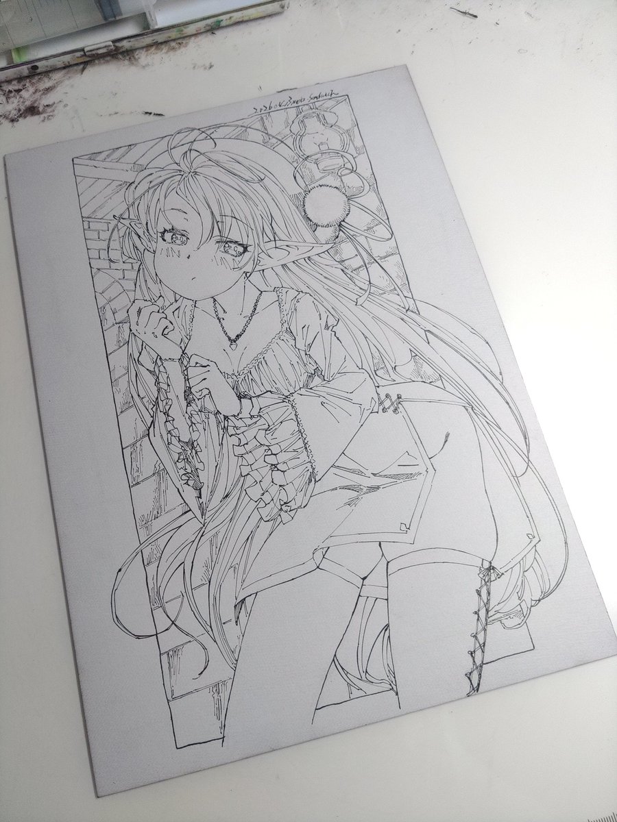 meiz_sandwich's tweet image. #今月描いた絵を晒そう #lineworks #wipart #foxgirl #traditionalart #kawaiiart #cutekawaii #moeart