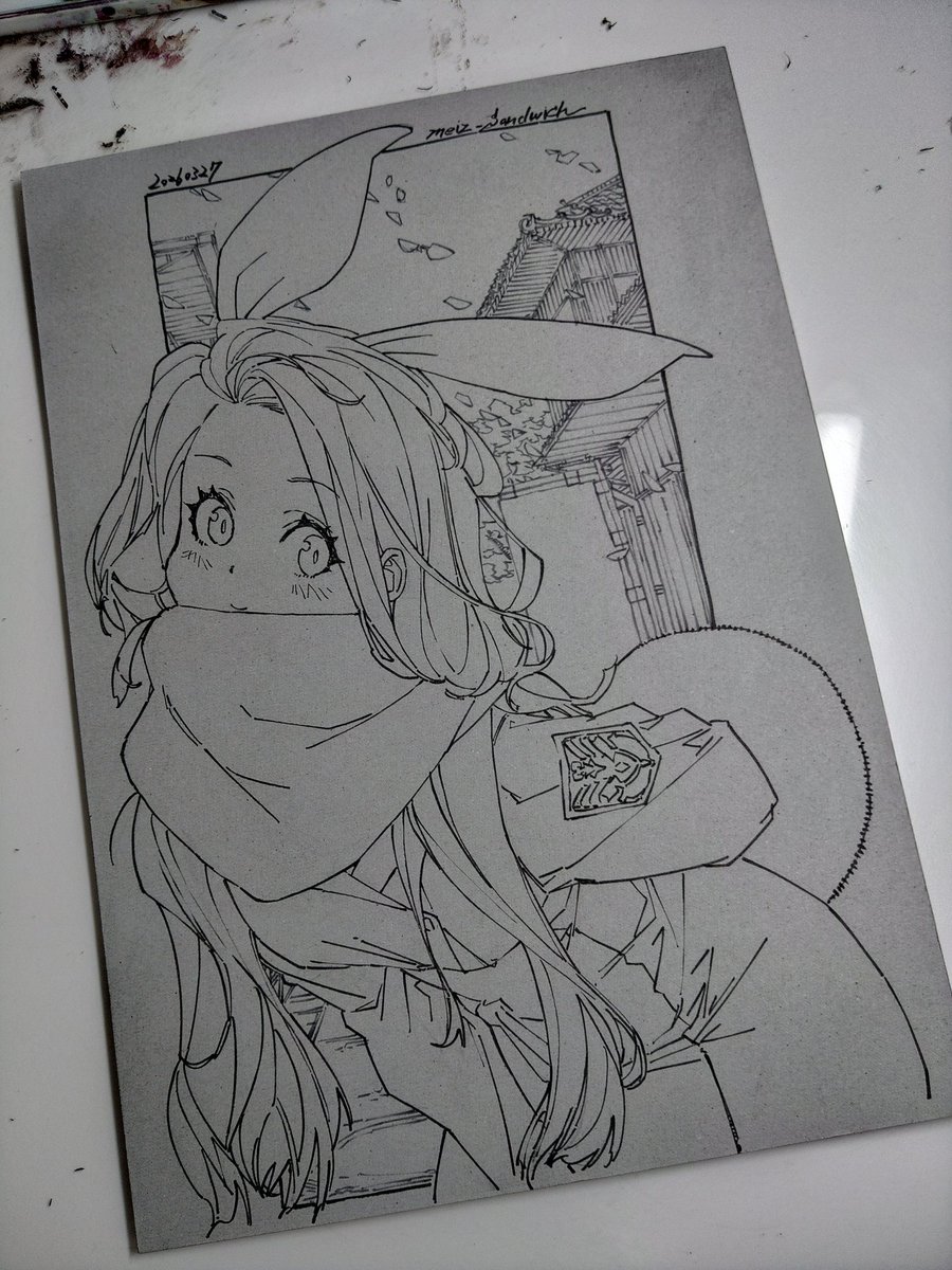 meiz_sandwich's tweet image. #今月描いた絵を晒そう #lineworks #wipart #foxgirl #traditionalart #kawaiiart #cutekawaii #moeart