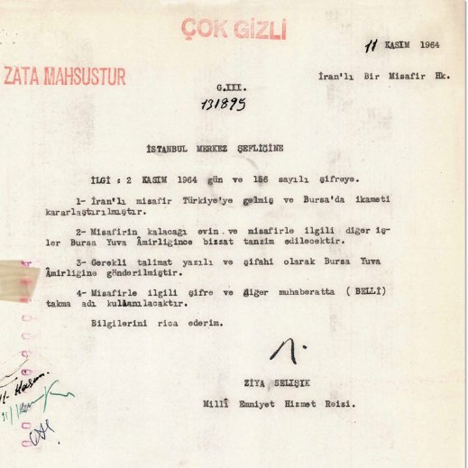 clashreport's tweet image. Türkiye’s intelligence agency (MİT) declassified a 1964 “top secret” document on Iran's Khomeini’s exile.

He was kept under tight surveillance in Bursa (1964–65).

Referred to only as “the Iranian guest”.

Given codename: “Belli”.

Local intel unit handled all housing +