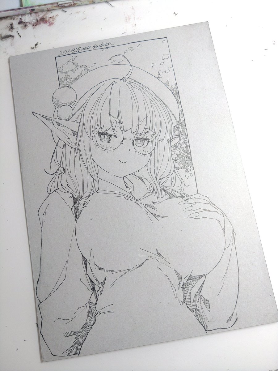 meiz_sandwich's tweet image. #今月描いた絵を晒そう #lineworks #wipart #foxgirl #traditionalart #kawaiiart #cutekawaii #moeart