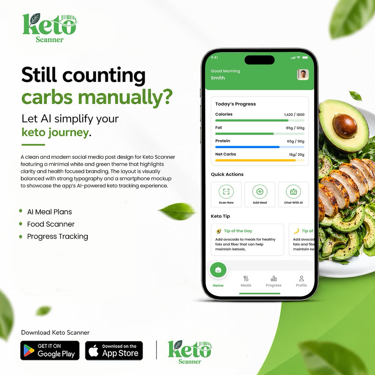 KetoScanner's tweet image. Still counting carbs manually? 🚫

Let AI do the work.
Keto Scanner helps you scan food, track macros &amp;amp; get personalized keto meal plans instantly.
Smarter keto starts here 👇
🍏 apps.apple.com/us/app/ketosca…
🤖 play.google.com/store/apps/det…

#Keto #HealthApp #AI #Fitness