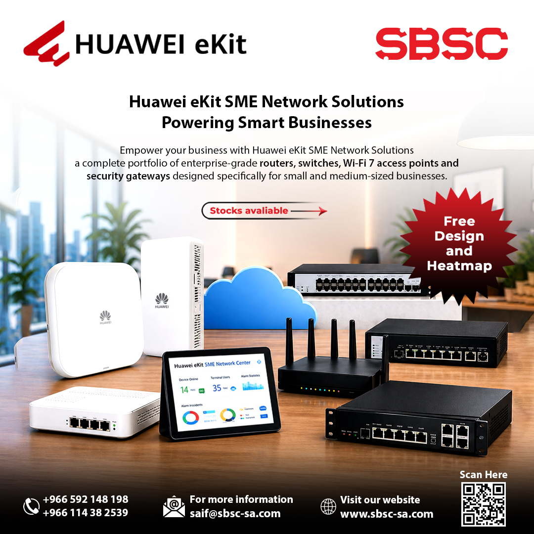 sbscsaudi's tweet image. Power your business with Huawei eKit SME Network Solutions 🚀
#Huawei #HuaweiEkit #NetworkingSolutions #SMENetwork #BusinessConnectivity #WiFi7 #EnterpriseNetworking #SmartBusiness #ITInfrastructure #NetworkUpgrade #AccessPoints #NetworkSwitches #BusinessTechnology #SecureNetwork