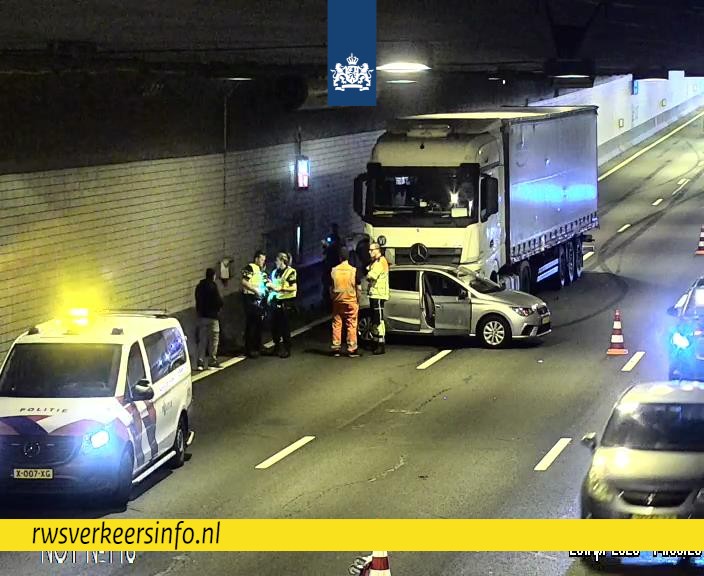 Ongeval in de Noordtunnel afsluitrichting Ridderkerk