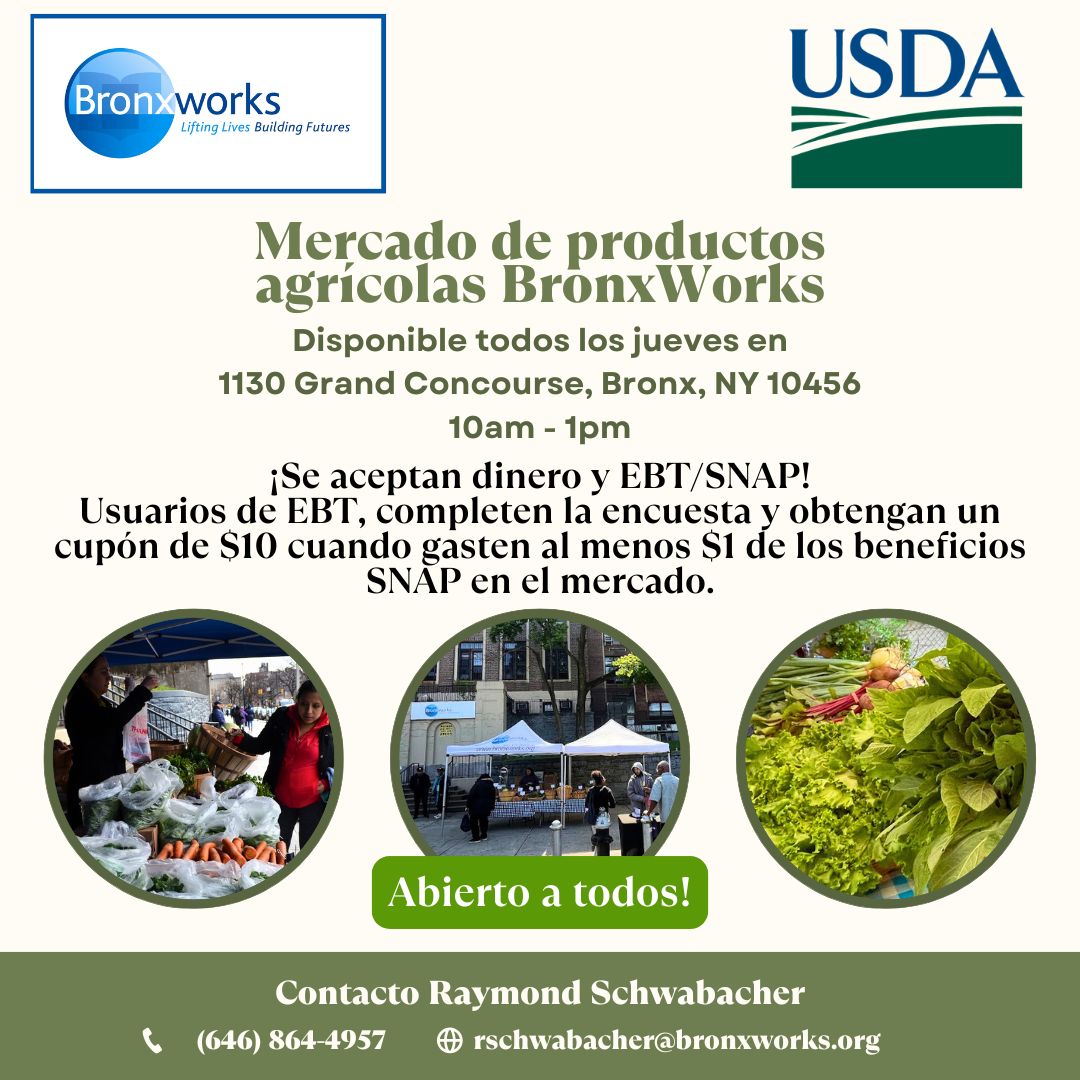 BronxWorks's tweet image. Looking for affordable fresh fruits &amp;amp; vegetables? Come to the #BronxWorks Produce Market every Thursday at 1130 Grand Concourse, Bronx, NY. We accept cash and EBT/SNAP Benefits. Contact Raymond at rschwabacher@bronxworks.org for more information. #bronx #HealthyEating