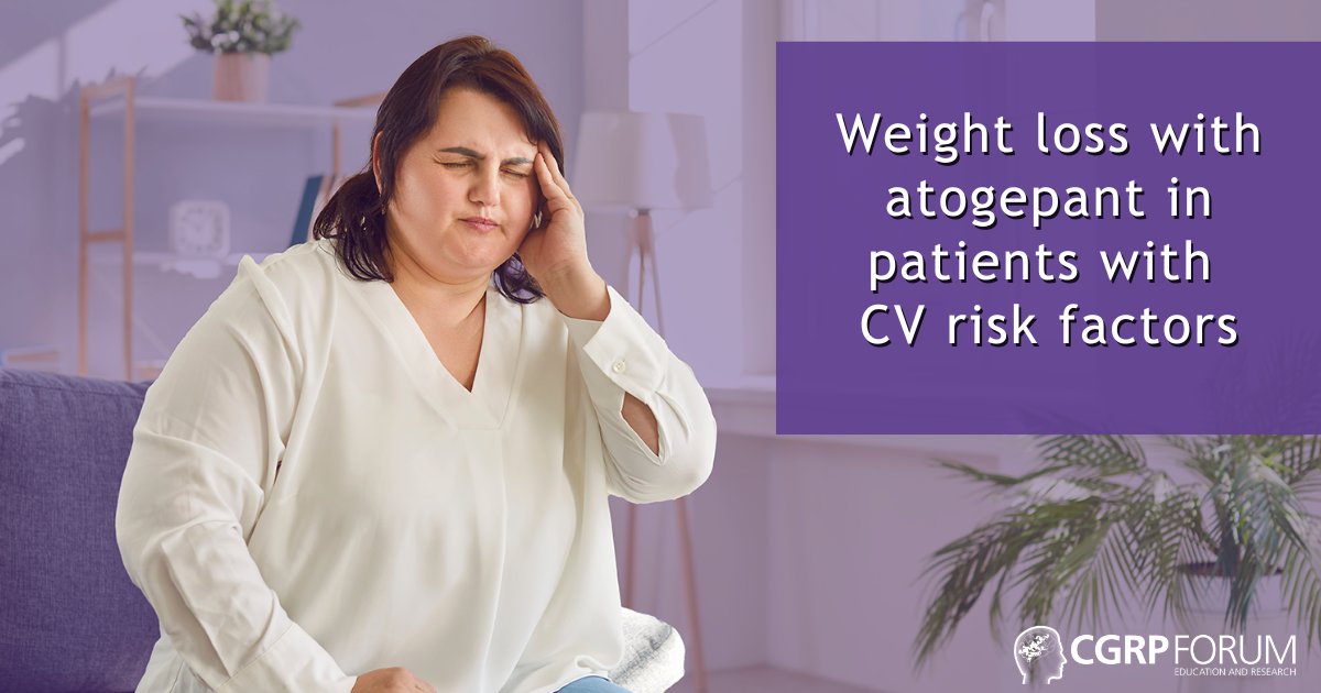 cgrpforum's tweet photo. For patients with #migraine who are #overweight or #obese, #atogepant 60mg shows dual benefit—reducing monthly migraine days and body weight. Data from Phase 3 ELEVATE &amp; PROGRESS trials, presented at #AANAM 2026 and reported on @cgrpforum.

https://t.co/Oq5NNhLlxV

#weightloss https://t.co/GIqRUCE8gc
