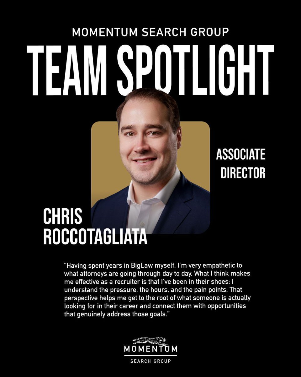msgrecruiter's tweet photo. BigLaw experience shapes better recruiting. Having worked in BigLaw, Chris brings real empathy for what attorneys are navigating day to day. The pressure, the hours, and what actually matters in a next move. Take a deeper look into what makes Chris effective as a legal recruiter https://t.co/nr2jinl6TX
