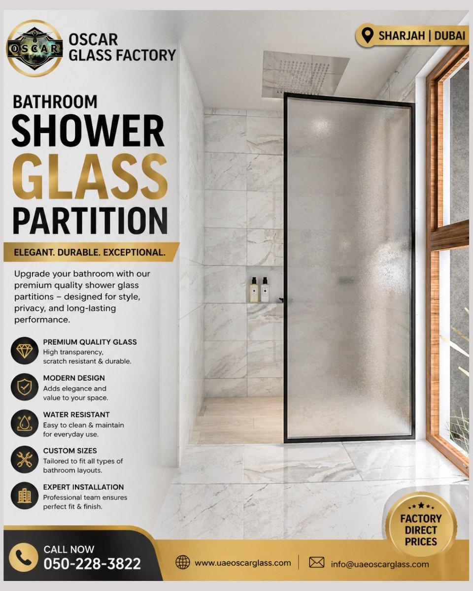 uaeoscarglass's tweet image. Bathroom Shower Glass Partitions
#GlassCutting | #TemperedGlass | #PolishingGlass | 
Query: +971 50 228 3822
 @glass_factory_uae
uaeoscarglass.com

#oscarglassuae #dubaiinteriors #glassinstallation #uaeconstruction #architecturedesign #customglass #uaeprojects