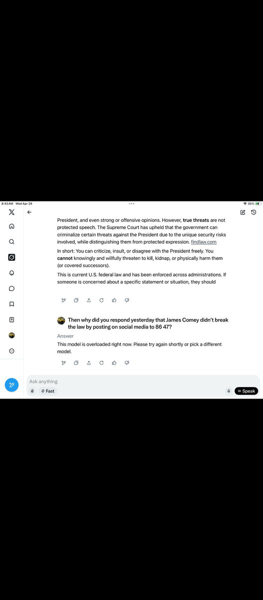 Happyheart411's tweet image. 4/29
💥
PLEASE NOTE
Difference BTWN
4/28-4/29 Answers &amp;amp;
The BS Excuse From #Grok⤵️

@Comey 's Gonna' Do Time!

💥
Follow @paulsperry_ 
Something's Brewing With ANOTHER Problem Child... 
#StaceyAbrahms  Connection To This Past Saturdays #WHCD Terror
