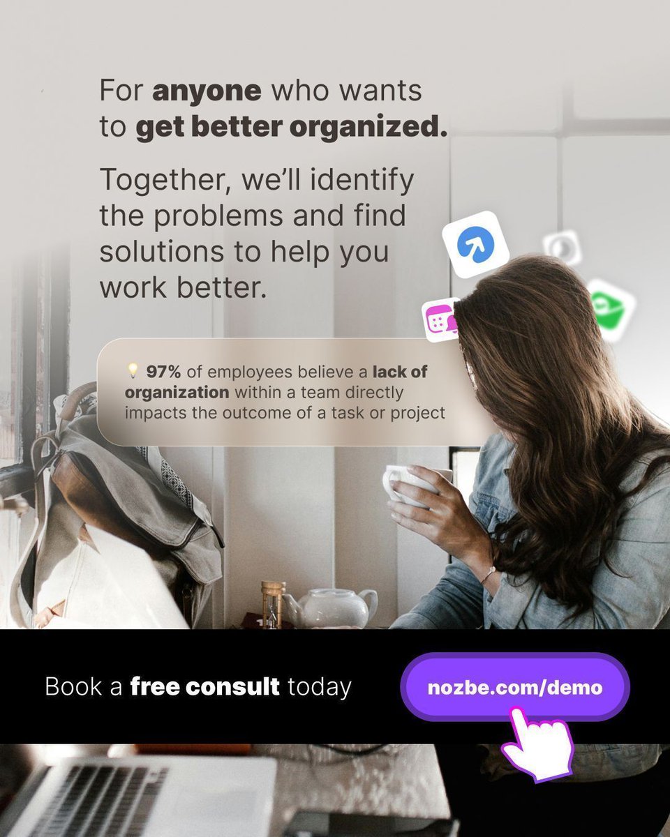 nozbe's tweet photo. Organizing your workload and team collaboration doesn't have to be overwhelming 😊!

Schedule a free consult 📅 – we’ll work together to find the best solutions.💡

No obligations, we love sharing our know-how and expertise 🤝 – sign up today! 🚀 

👉 https://t.co/A8R2yeTZfc https://t.co/wa2wwsJ4o1
