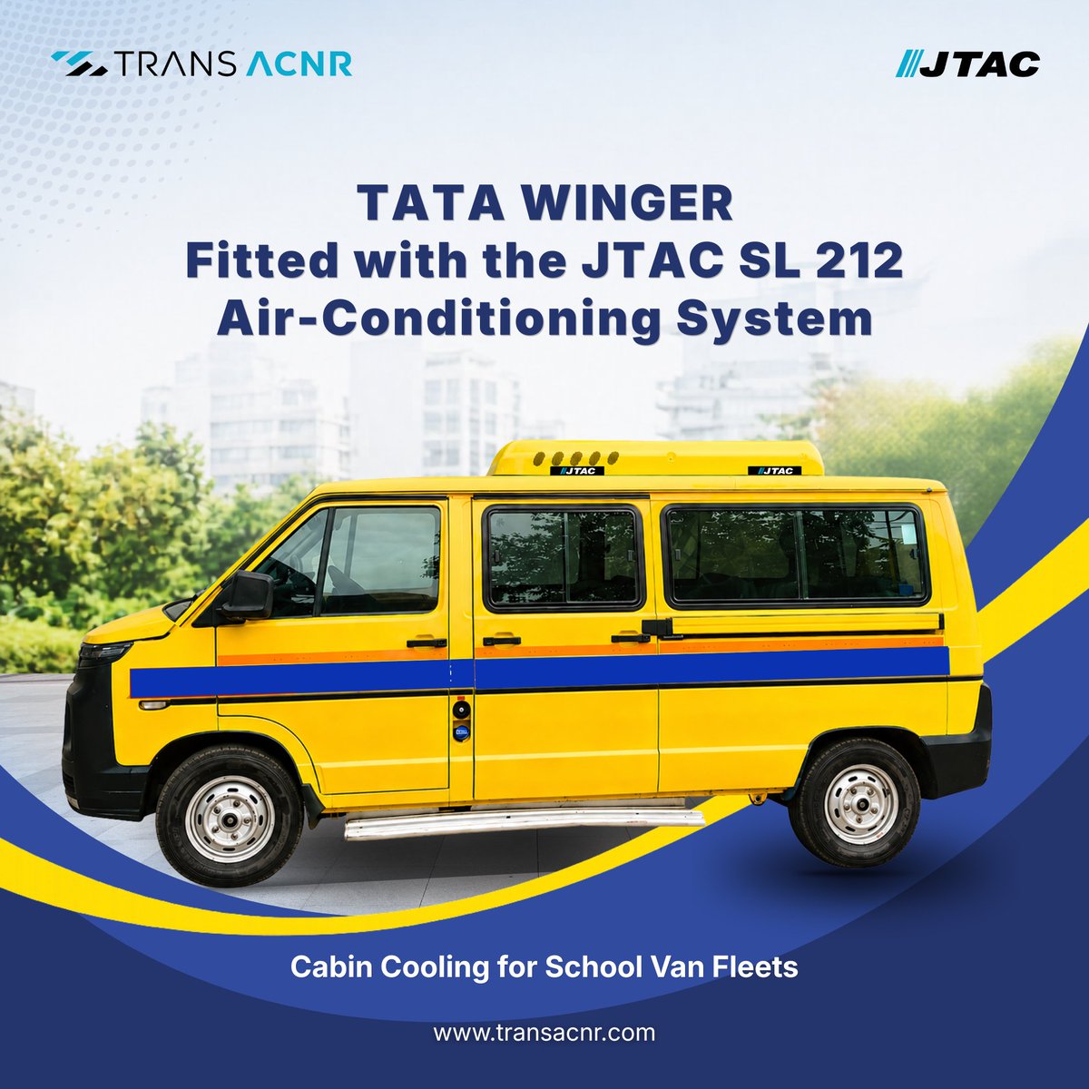 TransACNRGlobal's tweet image. The Tata Winger van fitted with the JTAC SL 212 Air-Conditioning System.

The JTAC SL 212 is designed for small bus and van applications.

#SchoolBus #SchoolVan #BusAC #CabinCooling #BusAirConditioning #Tata #TataWinger