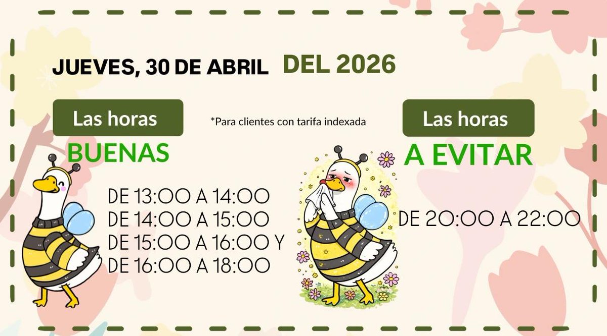 🟢 ¡Aquí las tienes! #LasBuenasHoras de hoy para ayudarte con tu factura. #FeníeEnergía