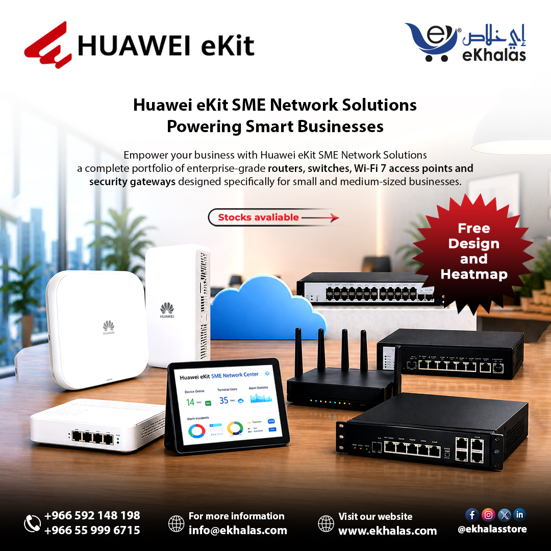 ekhalasstore's tweet image. Power your business with Huawei eKit SME Network Solutions 🚀
#Huawei #HuaweiEkit #NetworkingSolutions #SMENetwork #BusinessConnectivity #WiFi7 #EnterpriseNetworking #SmartBusiness #ITInfrastructure #NetworkUpgrade #AccessPoints #NetworkSwitches #BusinessTechnology #SecureNetwork