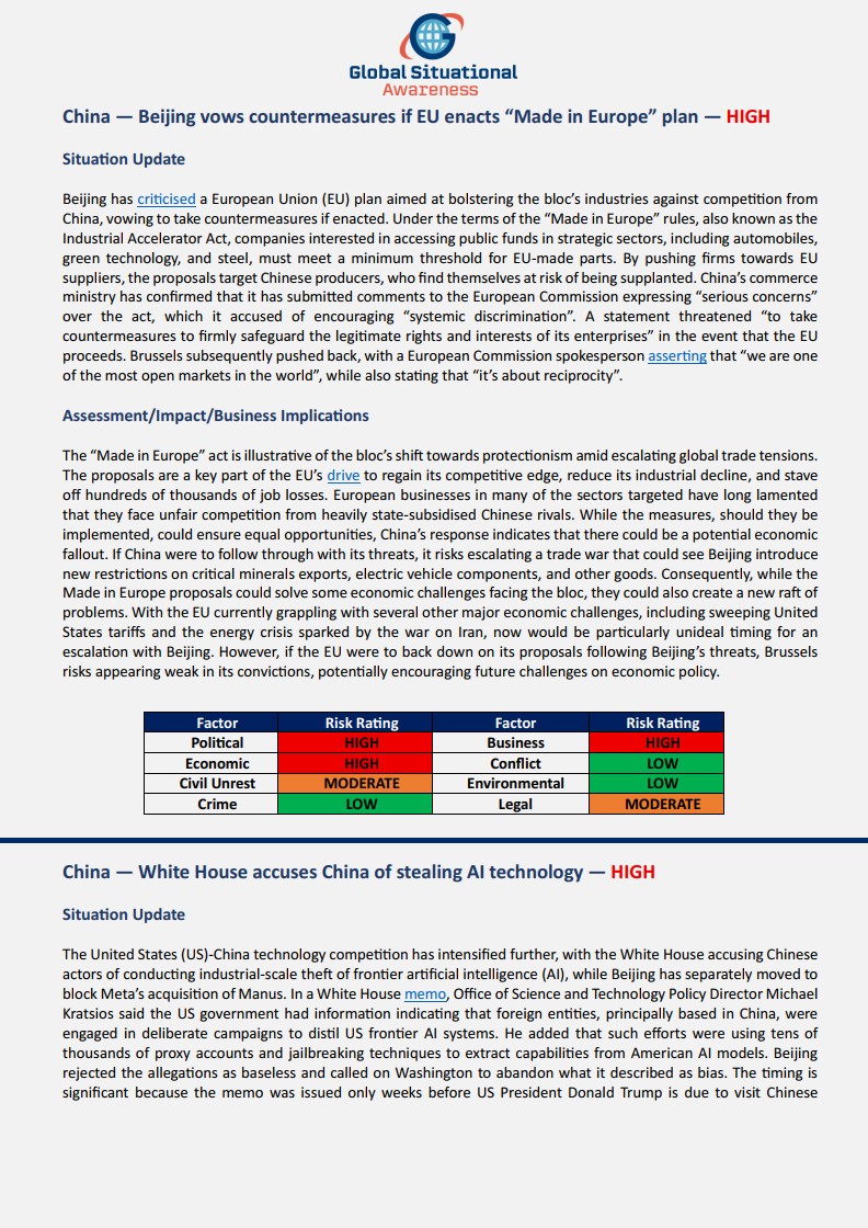 GlobalSituAware's tweet image. Stay informed across the Asia-Pacific region with the Global Situational Awareness #APAC Weekly - 29 April 2026.

Contact us for further information.

#AsiaPacific #Geopolitics #Risk #BusinessNews