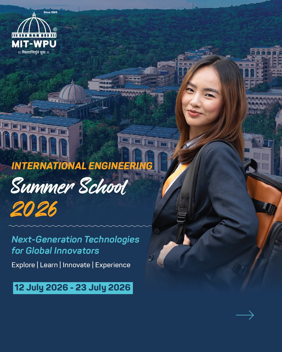 MITWPUOfficial's tweet image. Ready to become a Global Innovator? 

Join the MIT-WPU, Pune's International Engineering Summer School 2026 in India! 🇮🇳

Master AR/VR, Quantum Computing, Drones, Robotics &amp;amp; more in just 12 days. 

👇 Scan the QR to register.

#Engineering #SummerSchool #Tech #MITWPU #Innovation