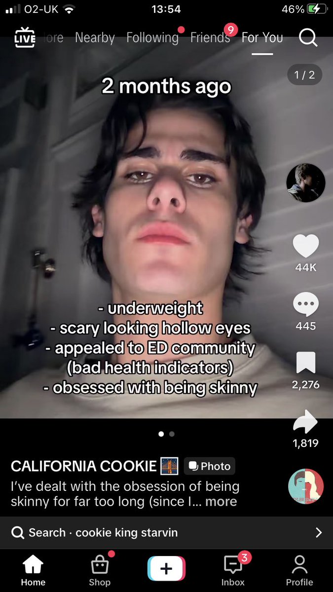 StephStarves's tweet photo. Cookie king recovering makes me want to recover but then I realize everyone who recovered has reached their goal of “peak thinness” and maintains it, so why bother recovering now :/ 🫠 #edtwt #CookieKing #cookieking https://t.co/pBjkOrHkwz
