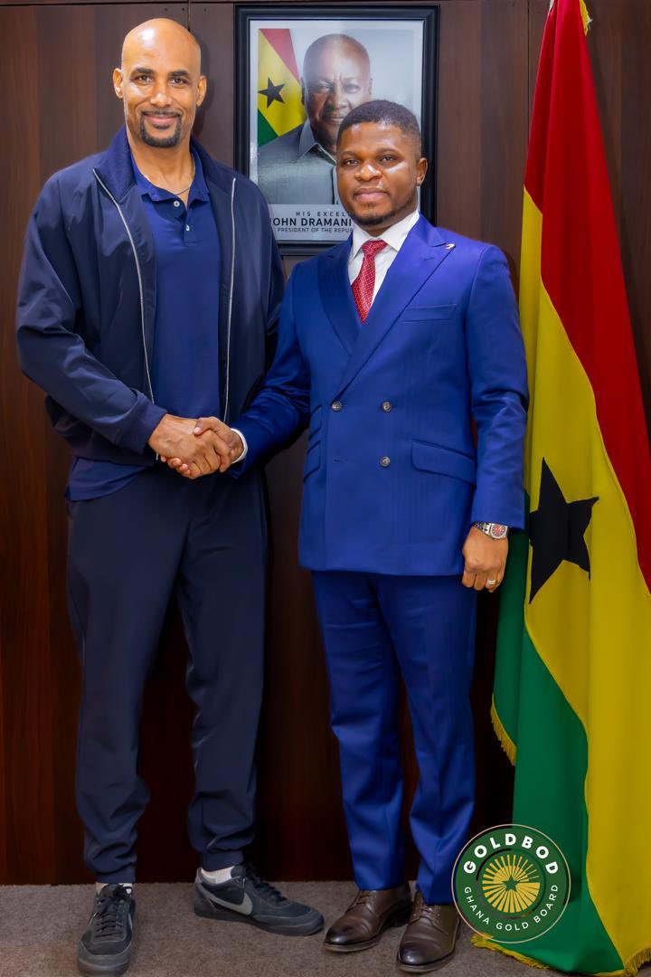 GhanaGOLDBOD's tweet photo. Austrian-German actor and former model, based in the United States, Boris Cudjoe paid a visit to the CEO of Ghana Gold Board, Sammy Gyamfi Esq. on strategic partnership aimed at promoting value addition. https://t.co/TdULhWhDij